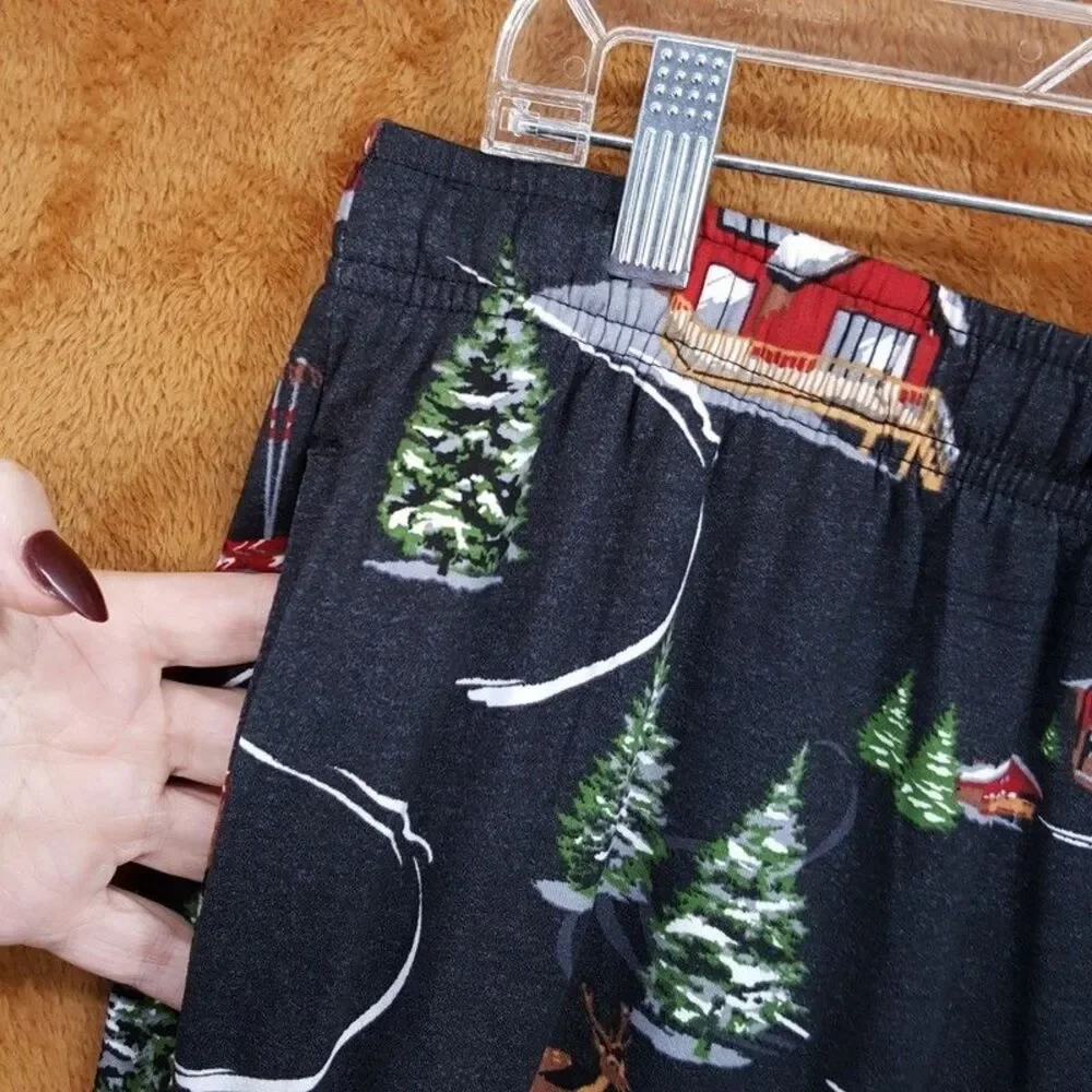 PERRY ELLIS Pajama Pants Large Charcoal Drawstring Winter Holidays Sleepwear PJs - Picture 4 of 7